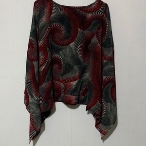 Abstract Swirl Patterned Poncho Style Blouse